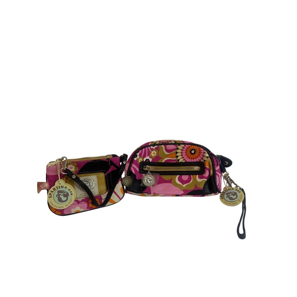Spartina 449 NWT Sirena Wristlet and Accessory Pouch Travel Bag Pink Floral